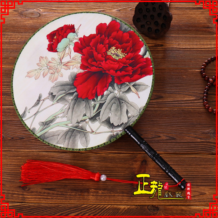 阳东古典中国风团扇空白扇跳舞蹈扇 真丝宫扇