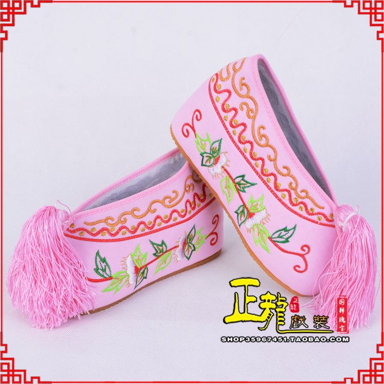 阳东花旦鞋女绣花彩鞋 舒适款草花内高彩鞋