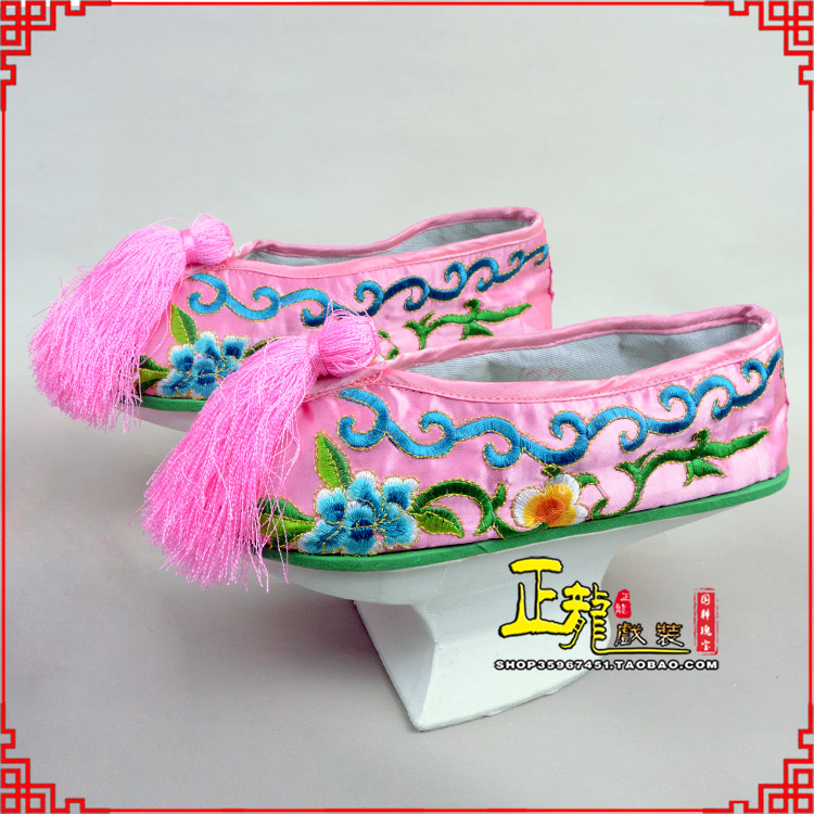 阳东京越剧戏鞋花盆底清朝皇后贵妃宫女花盆底 旗鞋